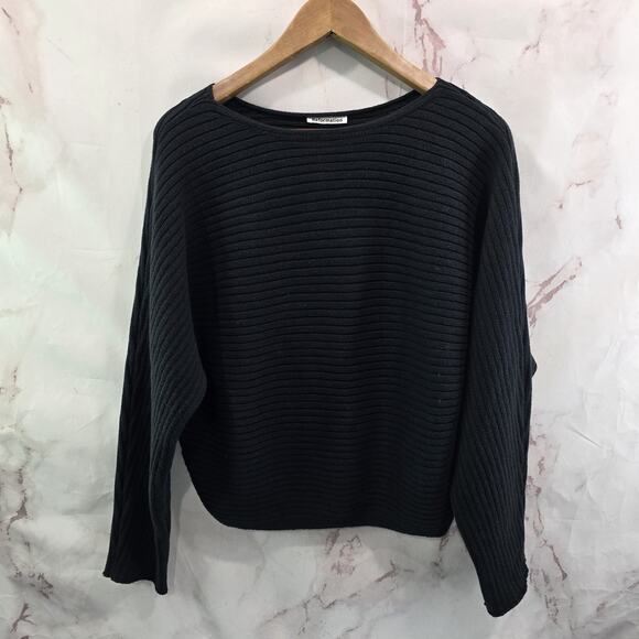 Reformation Sweaters - Reformation Sweater Womens Small Black Cropped Ribbed Organic Cotton Cort